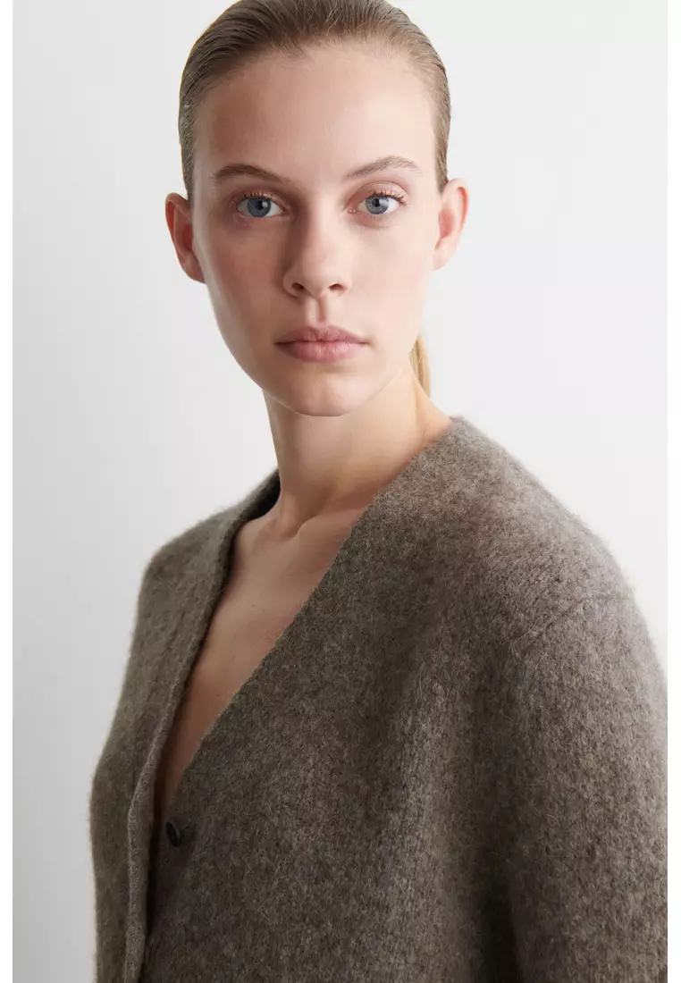 CROPPED ALPACA-BLEND CARDIGAN