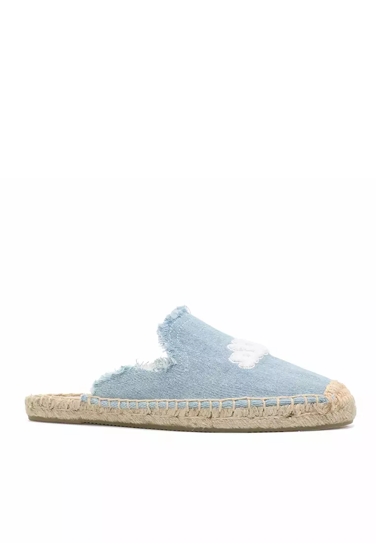 Embroidered Denim Mules HB013