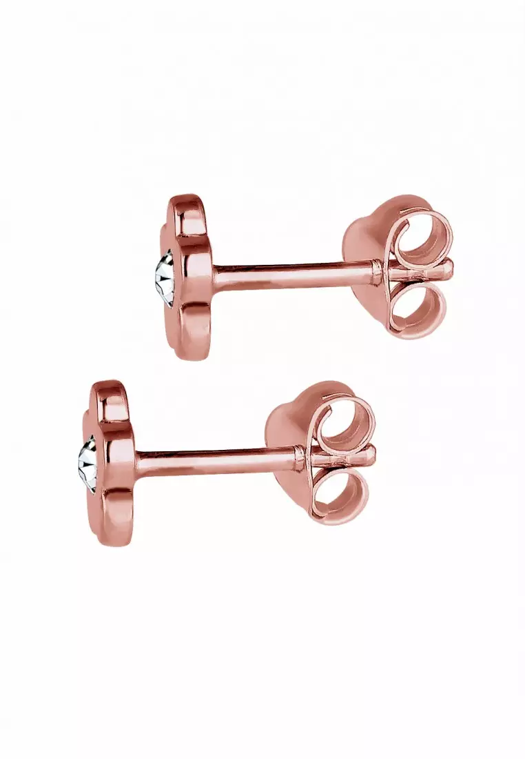 Anting Earrings Perak 925 Lapis Rose Gold Anak Bunga