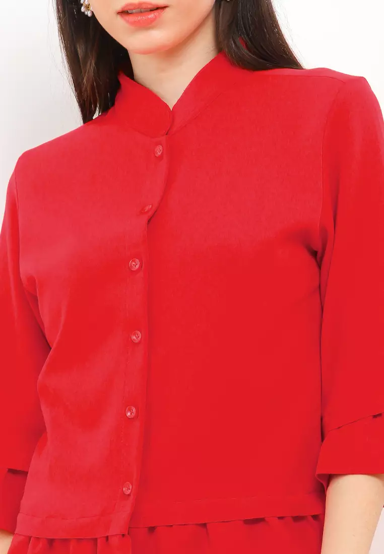 Unfinished Ruffle High Low Blouse