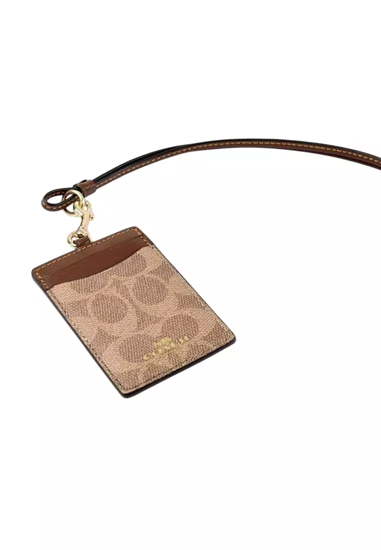 ID Lanyard In Signature Canvas - Tan/Brown