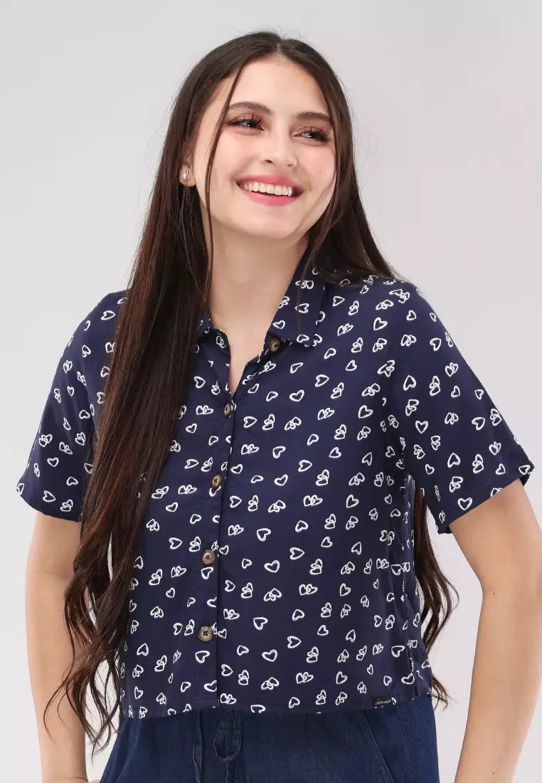 Woven Printed Rayon Short Sleeves Blouse
