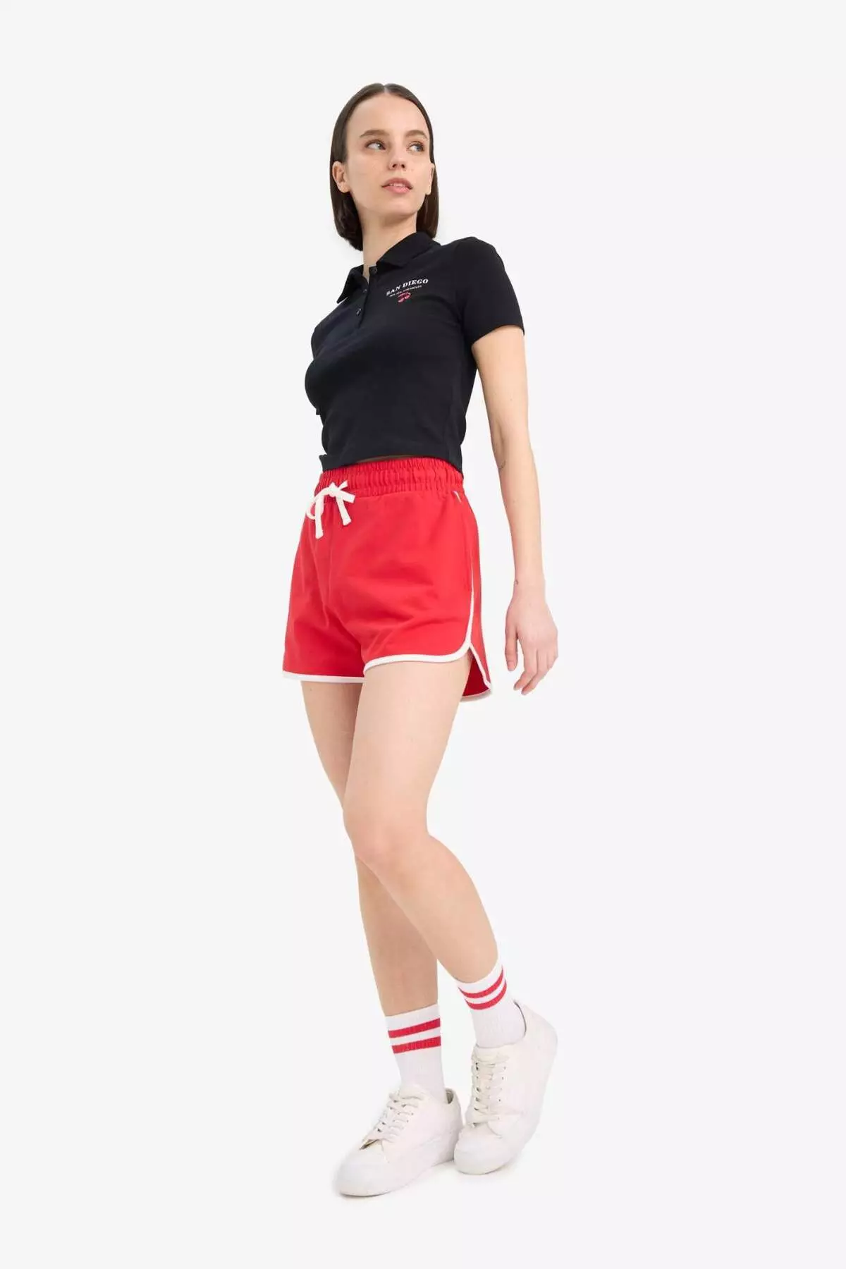 Coool Regular Fit Elastic Waist Lace Thick Mini Shorts A6224Ax25Sm