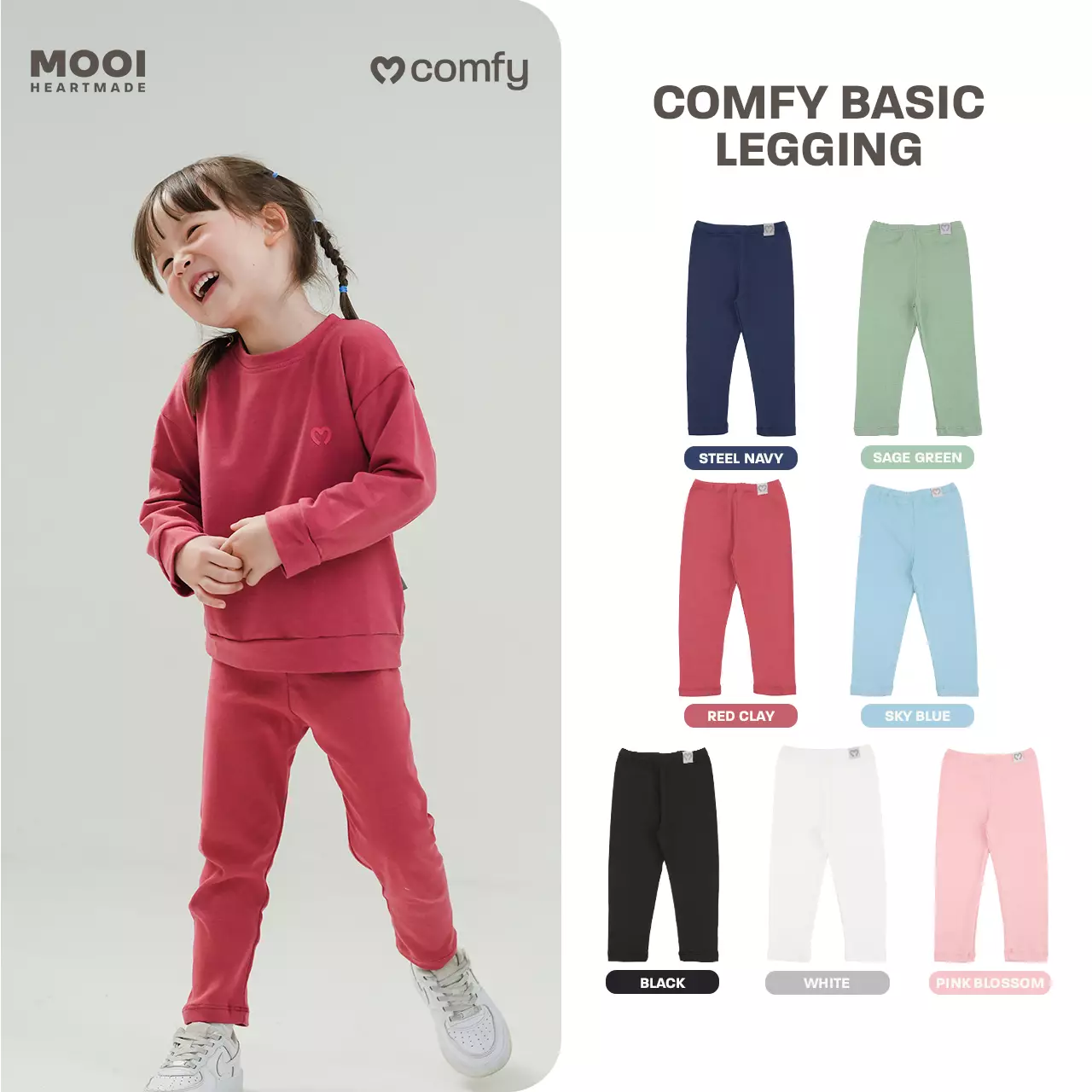 Mooi Legging Anak Polos Baby Legging Comfy Basic Legging - Sage Green