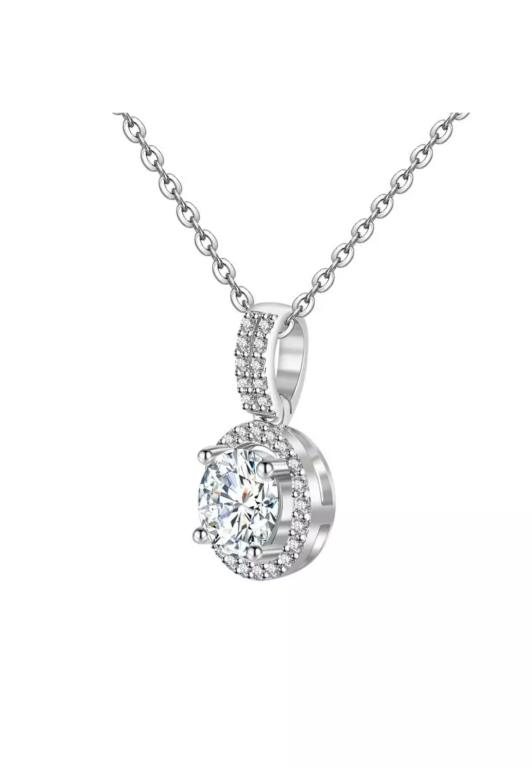 Berlian Moissanite Corentin Pendant [GRA CERTIFICATE MOISSANITE DIAMOND] - Kalung 1.0 CT Moissanite Diamond 925 Silver CELESTA by Her Jewellery