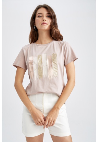 DeFacto pink Short Sleeve Cotton T-Shirt B212AAAD1778DBGS_1