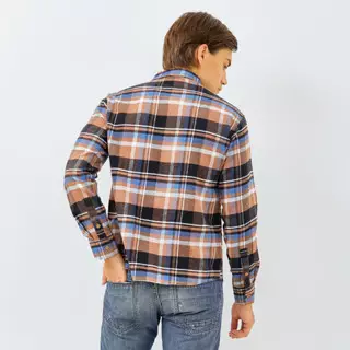 PAULMAY Kemeja Flanel Pria Lengan Panjang Coklat 6716