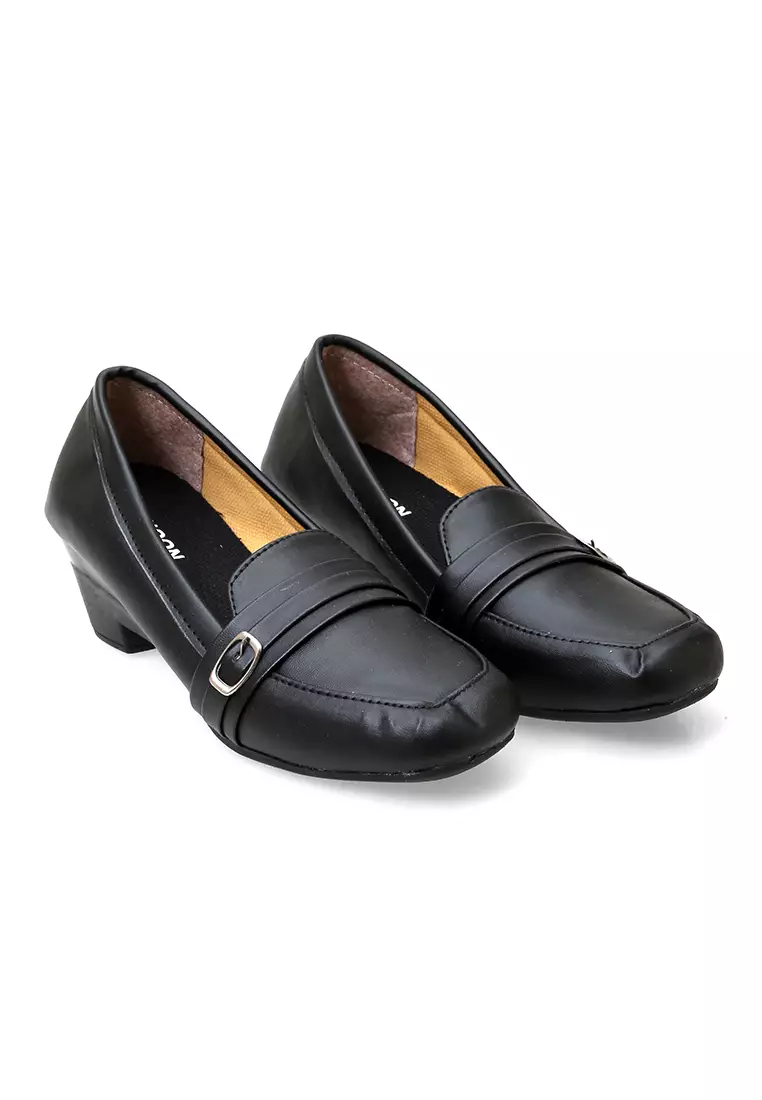 Wedges Tinggi Wanita Kerja Formal Casual - Hitam