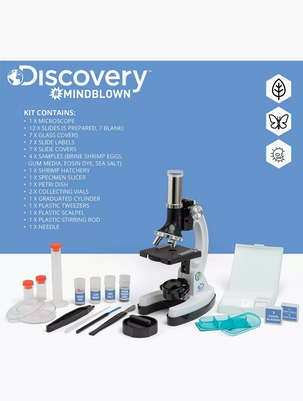 Discovery Mindblown Kids Microscope Kit 48 Pcs - DCN1423005521 - Multicolor