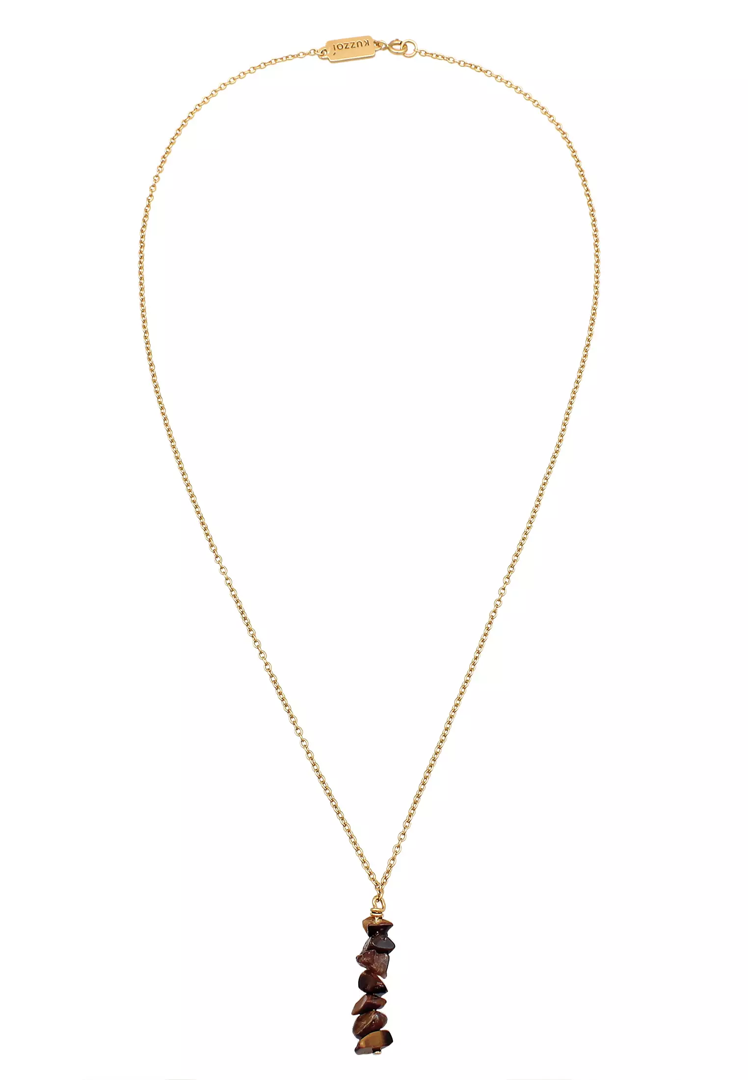 项链男士吊坠老虎眼宝石金镀金