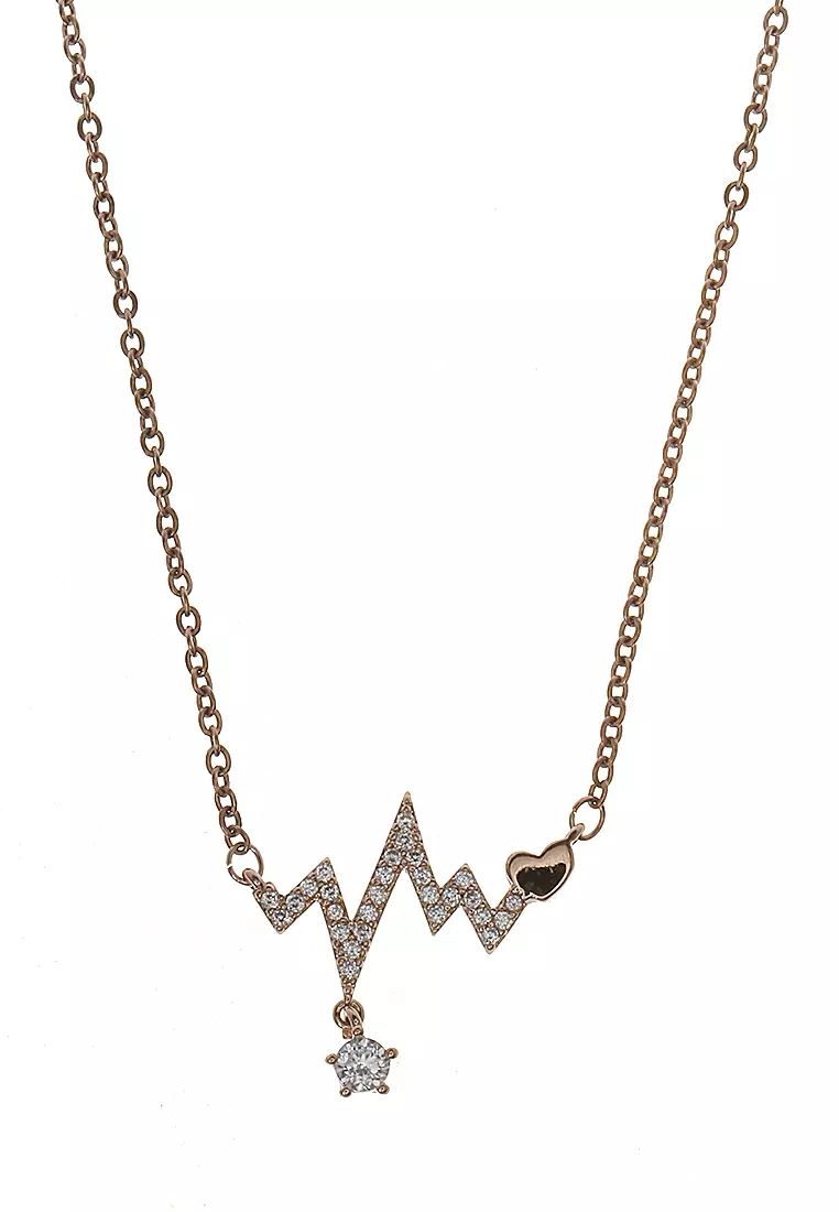 Kalung Liontin Wanita Bahan Rhodium Design Elegant Premium Quality - Rose Gold