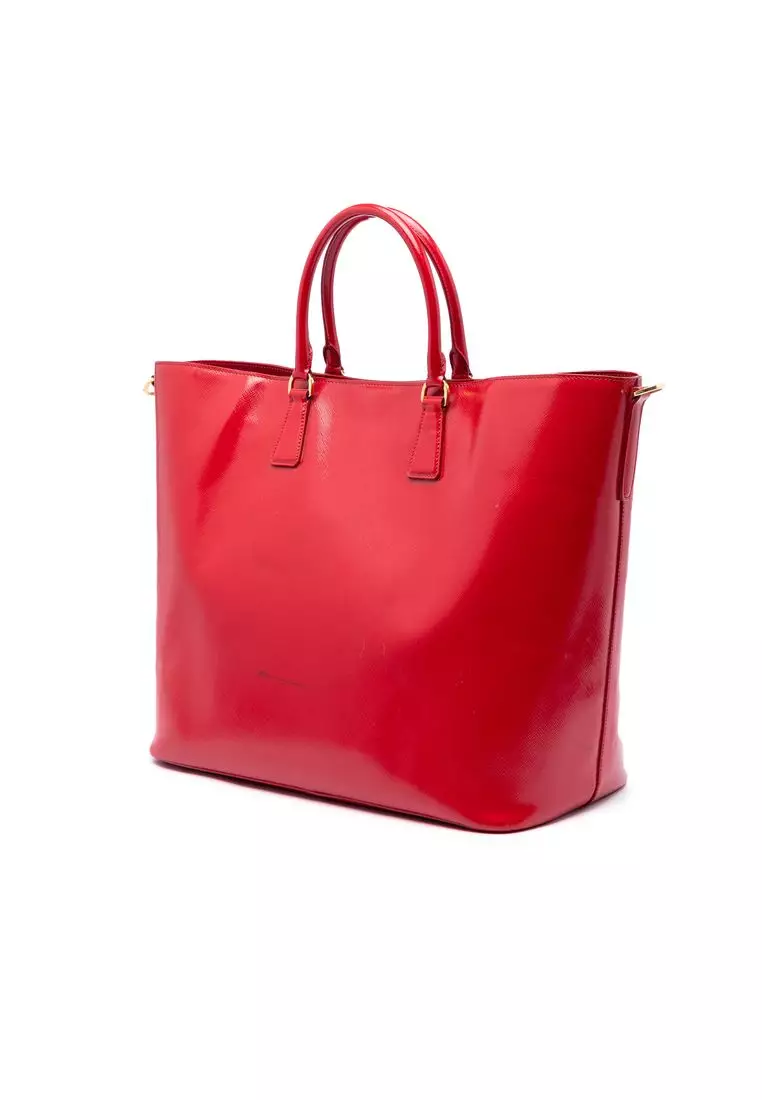 Pre-Loved Prada Saffiano Vernice Convertible Tote