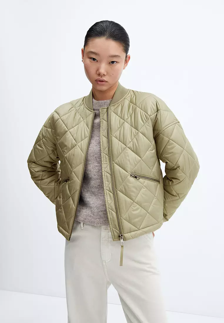 Quilted green new arrivals bomber jacket
