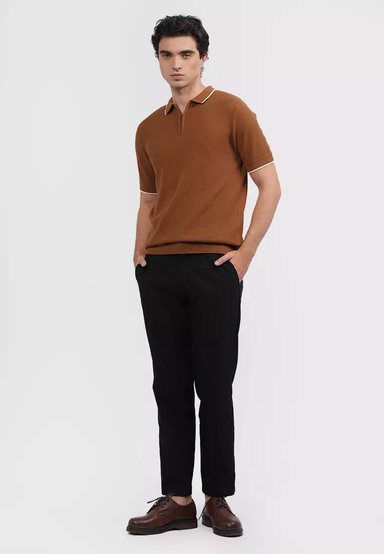 Short Sleeve Zipper Polo Shirt