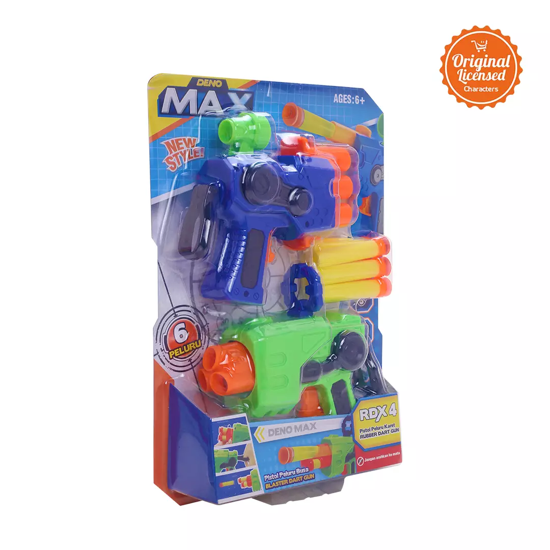 Mainan Anak Pistol Peluru Karet Rubber Dart Gun Deno Max