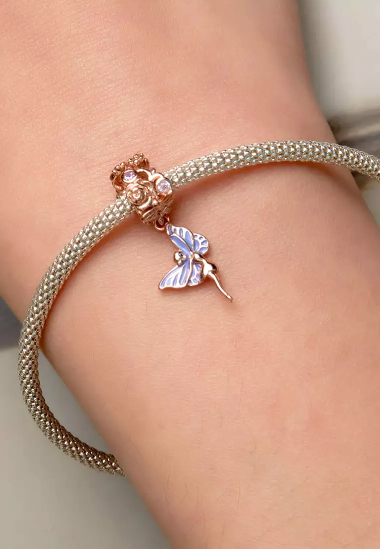 Solid Silver Dressed Up Thumbelina Butterfly Charm