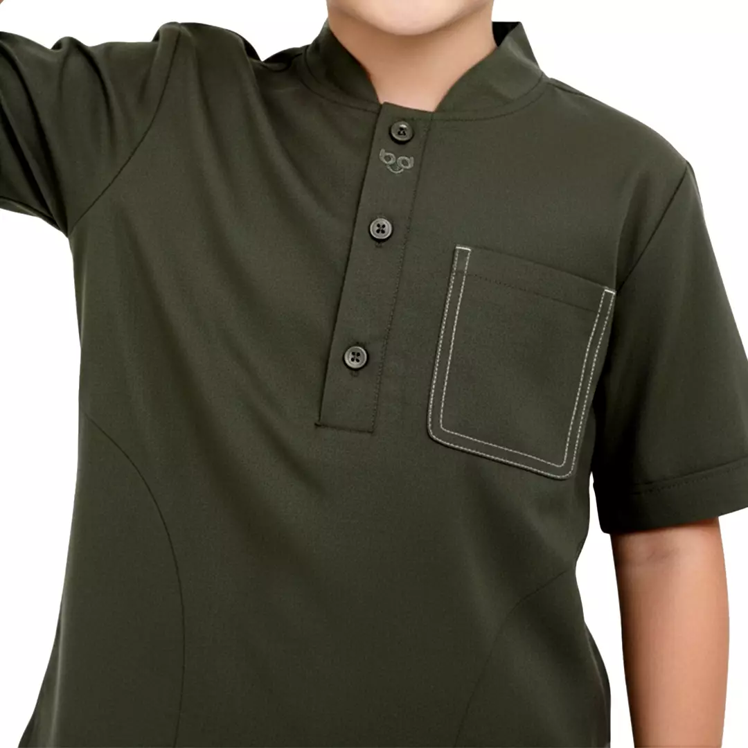 Rabbani - Baju Anak Laki-laki Lengan Pendek Bani Batuta Kemko Anak Denendra Pdk - Ivy Green - Oxford Tan