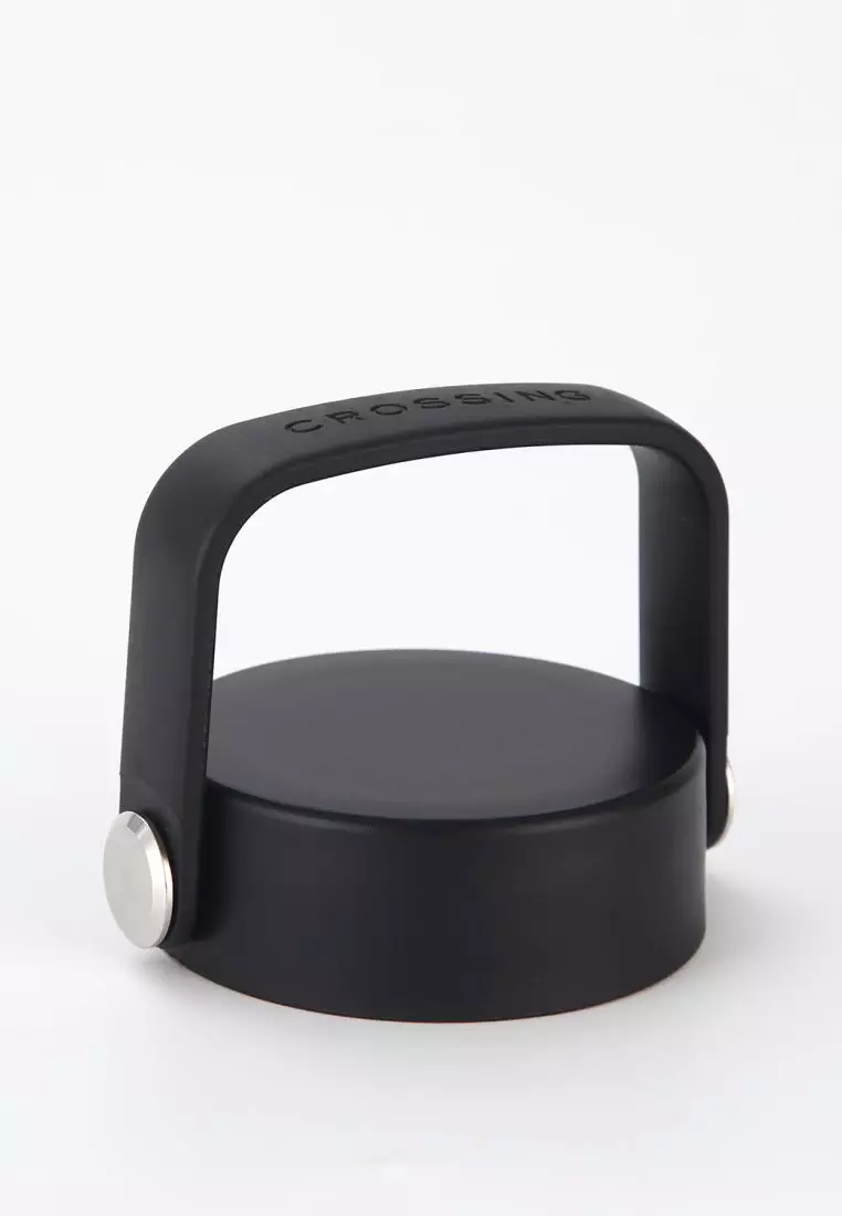 Crossing Urban Ceramic S/S Insulated Flat Cap Bottle With Handle 600ml - Ebony (Black)
