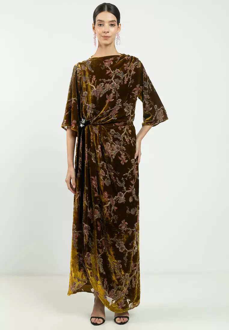 Ayu Draped Velvet Dress