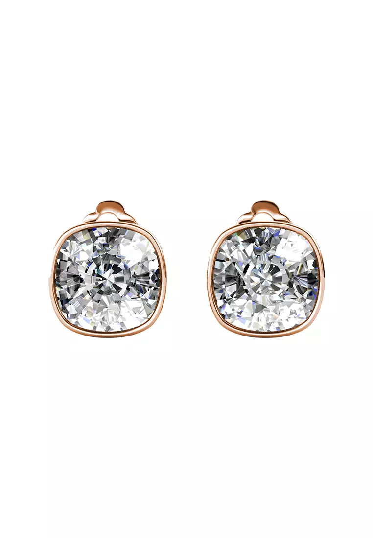 Squarish Clip Earring RG - Anting Jepit Crystal Luvea Premium Collection by Her Jewellery