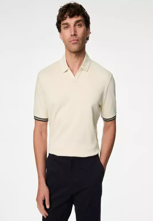 M&S Collection Pure Cotton Tipped Polo Shirt