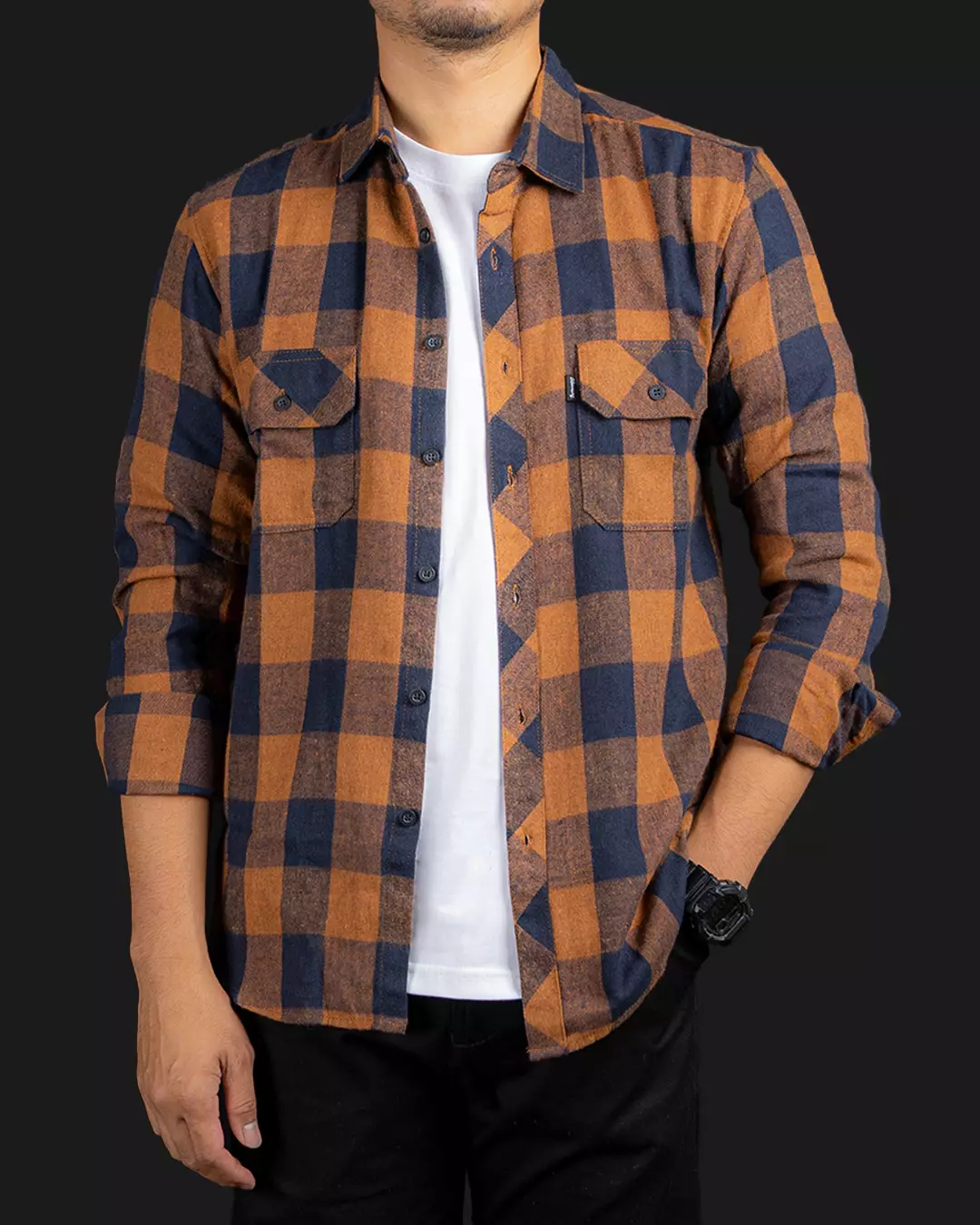 Kemeja Flanel Panjang S-Threes Unisex