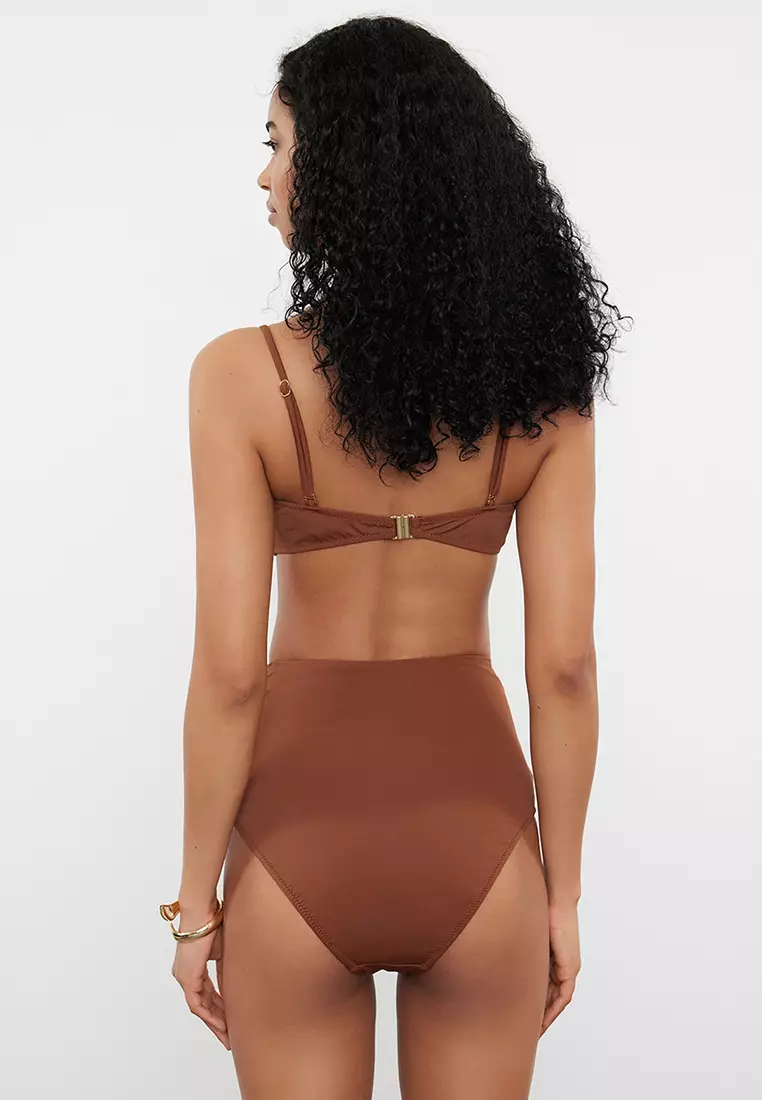 Star High Waist Ruched Hipster Bikini Bottom