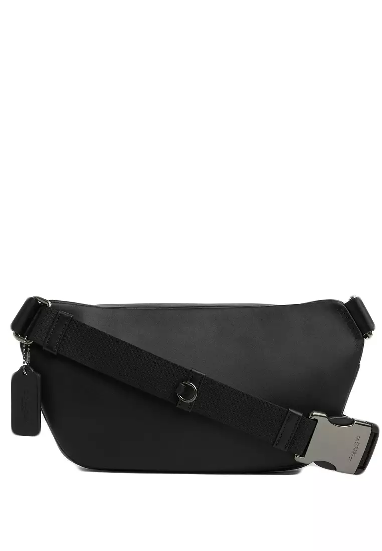 Mens Elias Belt Bag In Signature Canvas - Charcoal/Black