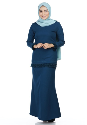 Thalia Kurung with Layered Frill Lace from Ashura in Blue