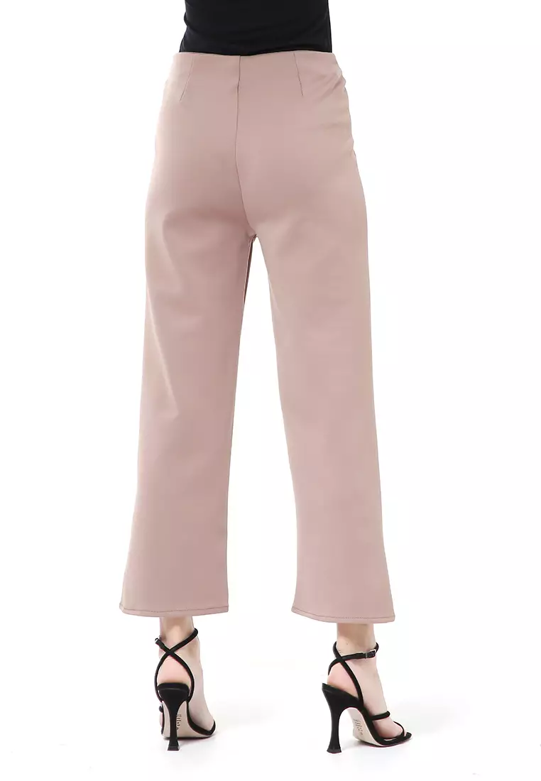 Stella Celana Kerja Wanita Long Pants Kulot Simple Design Material Scuba ORIGINAL - Mocca