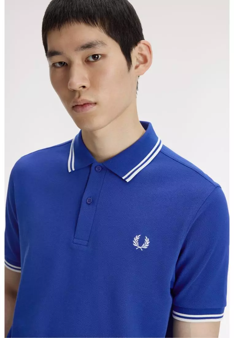 Fred Perry M3600 Twin Tipped Fred Perry Shirt (Soho Eclipse / Snow White)