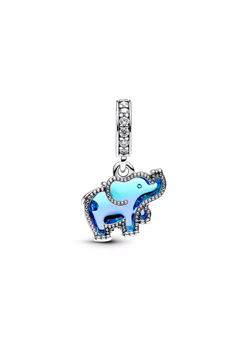 Pandora Blue Murano Glass Elephant Dangle Charm