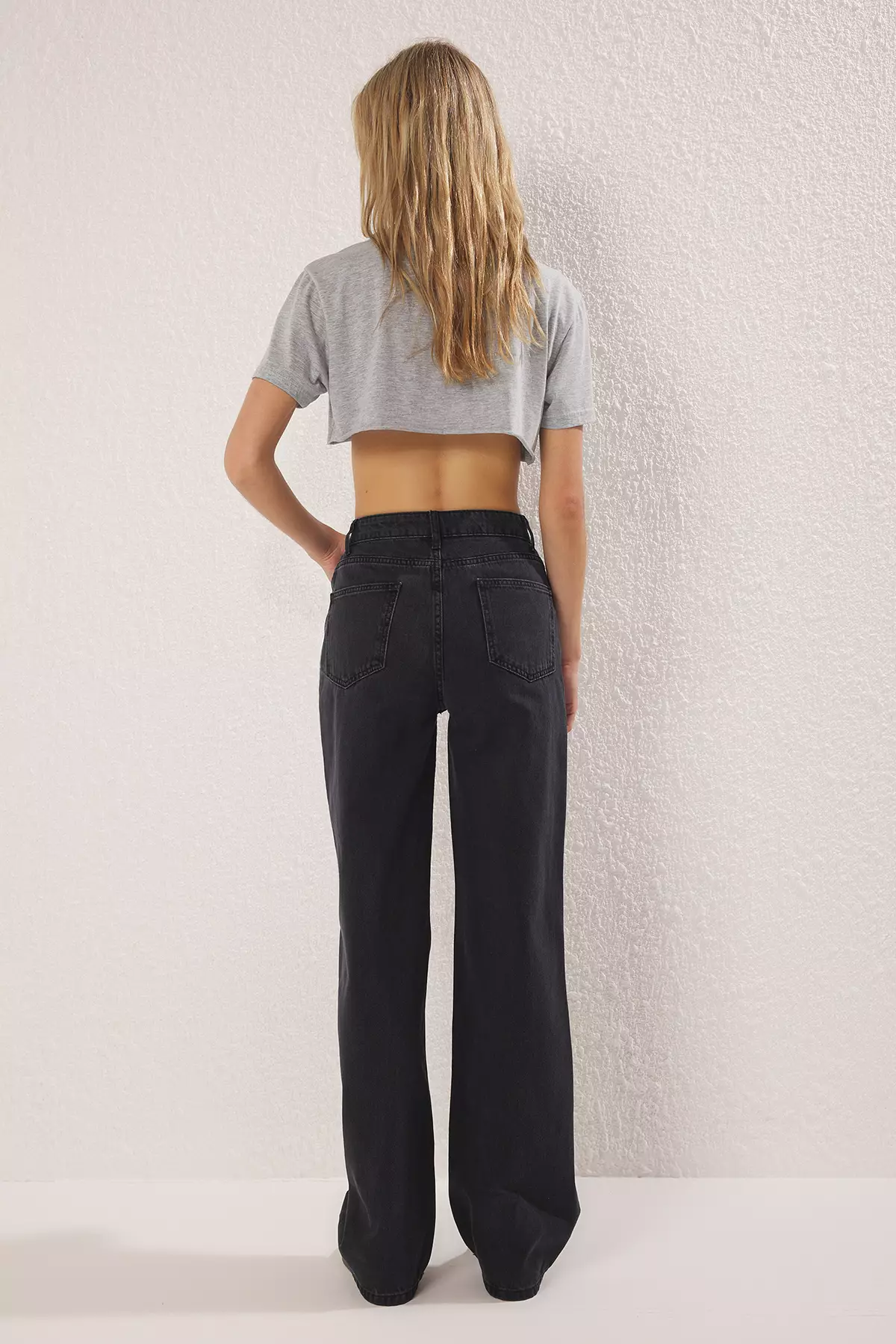 Black High Waist Wide Leg Jeans TWOSS25JE00278