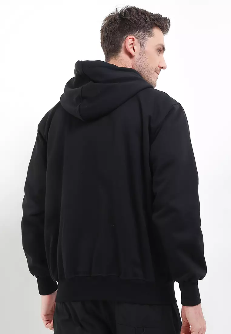 SYZLO Jaket Hoodie Zipper Cryptic Cotton Fleece - Black