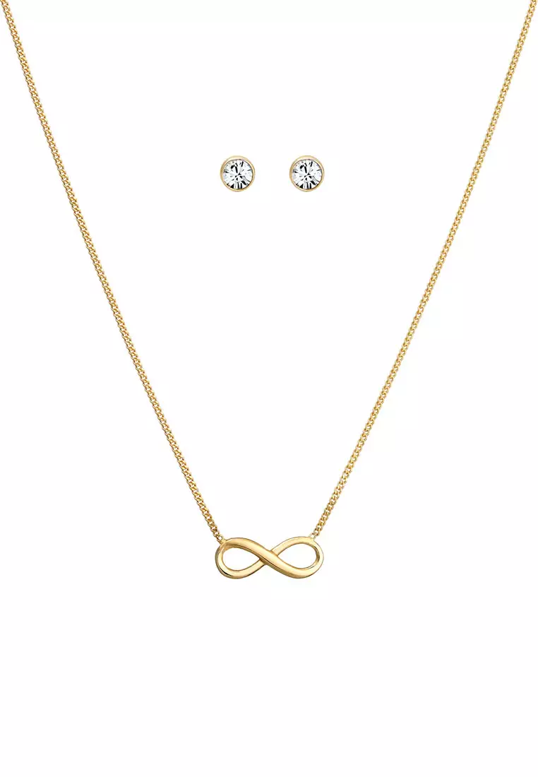 Necklace Earrings Crystals with Infinity