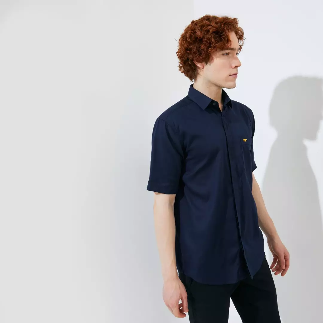 Jack Nicklaus Elwood Kemeja Pria Lengan Pendek Slim Fit Navy Colour Navy