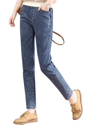 A-IN GIRLS blue Elastic Waist Warm Jeans (Plus Cashmere) 01742AAA1778CCGS_1