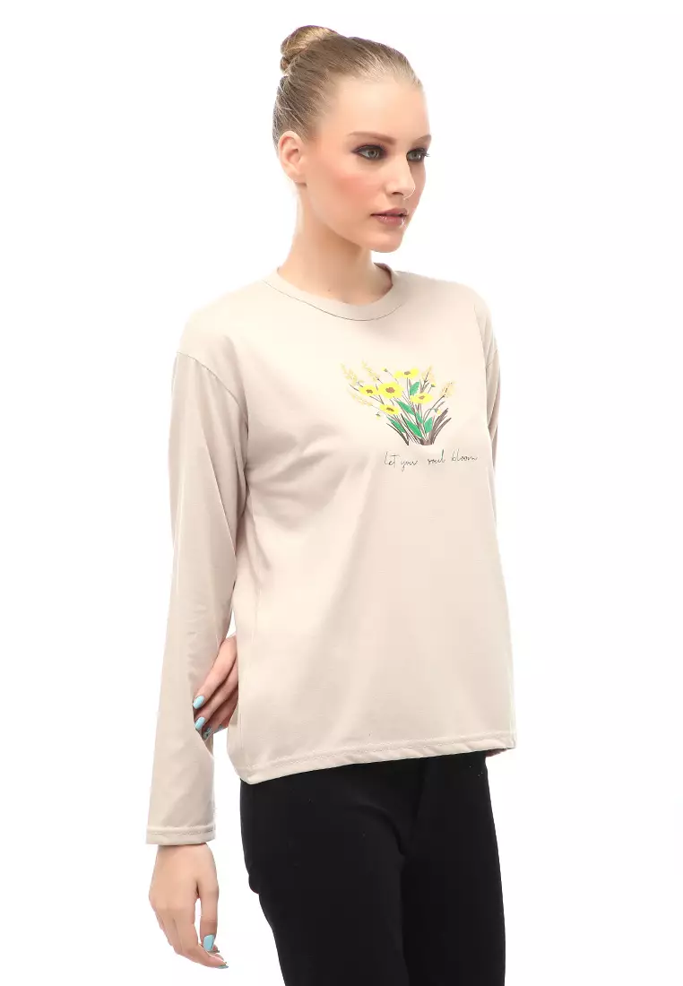 Dreama Kaos Oversized Long Sleeves Atasan Wanita Relaxed Fit - Bepan LYSB