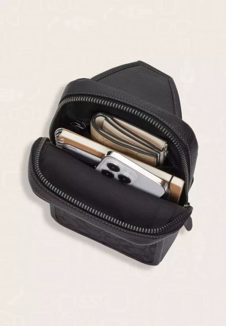 Coach Sullivan Pack In Signature Canvas Charcoal Black