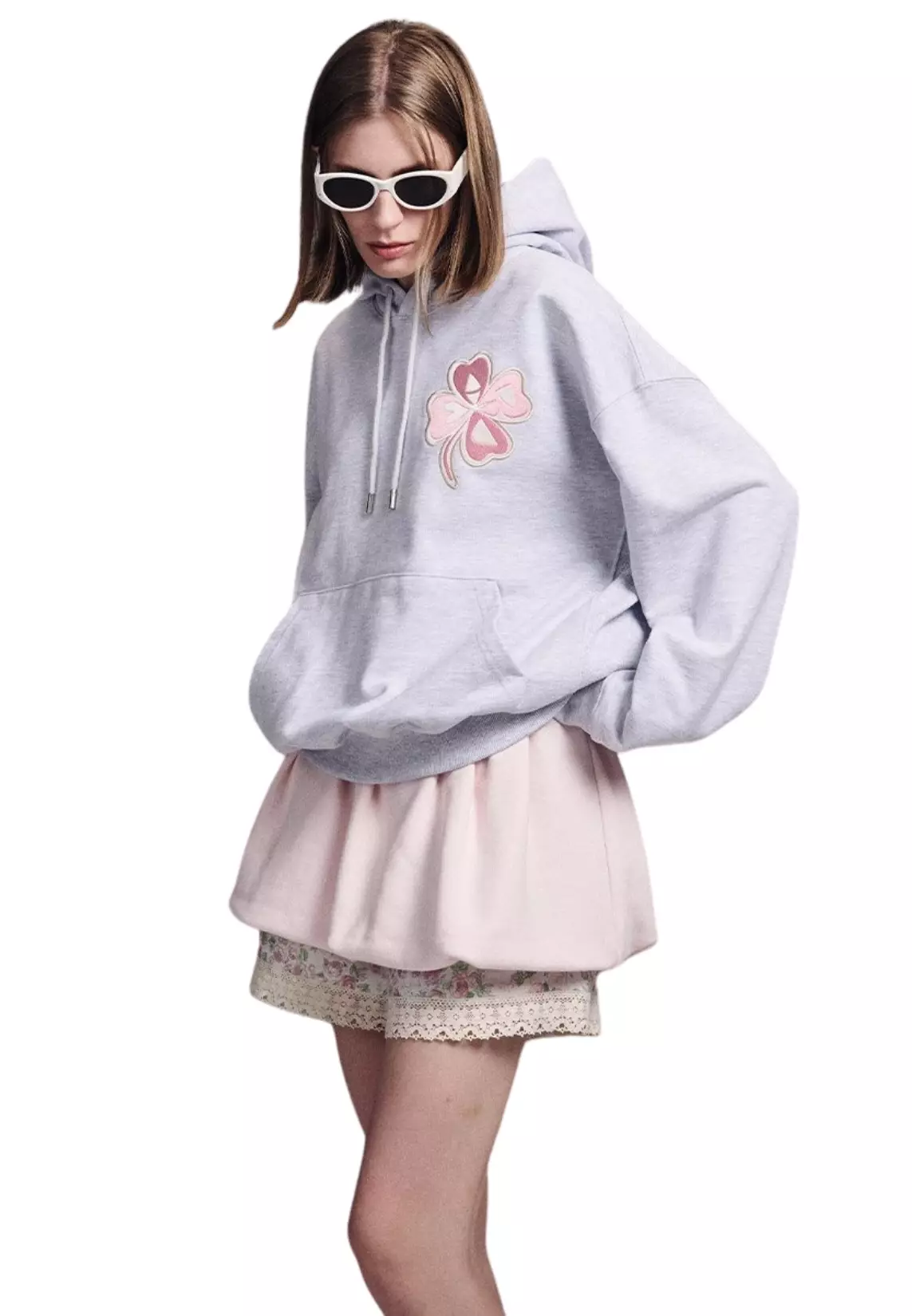 Hoody Clovermardi Satin - Heather Pink