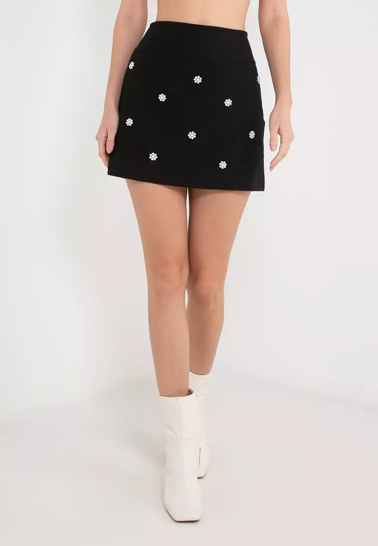 Tweed on sale embroidered skirt