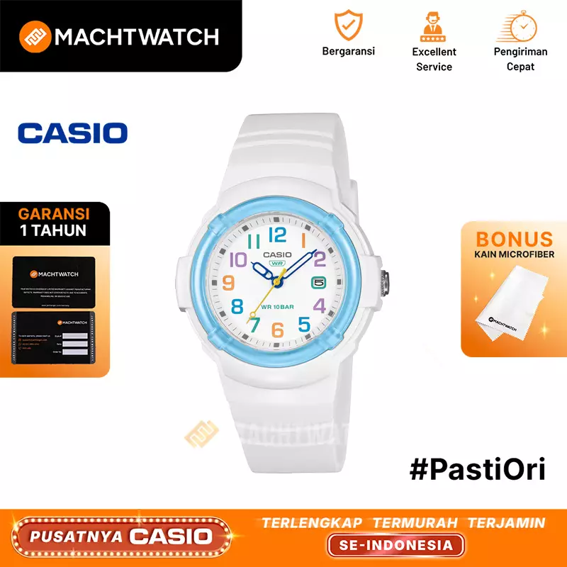 Jam Tangan Wanita Casio General LX-800H-7A2JF Ladies White Dial White Resin Band (JDM)