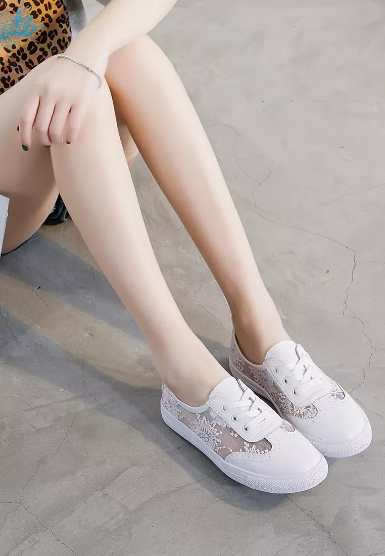 Comfortable Lace Stitched Leather Sneakers RX12967