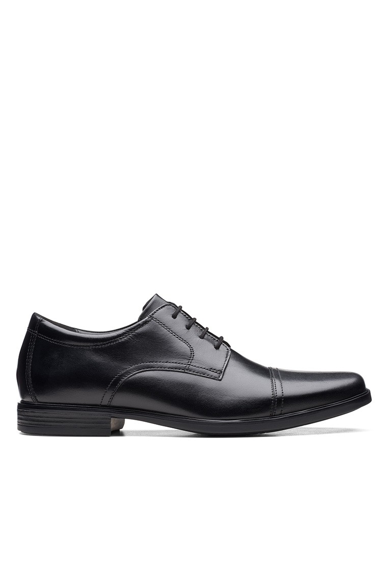Clarks Howard Cap Black Leather Mens Dress Shoes