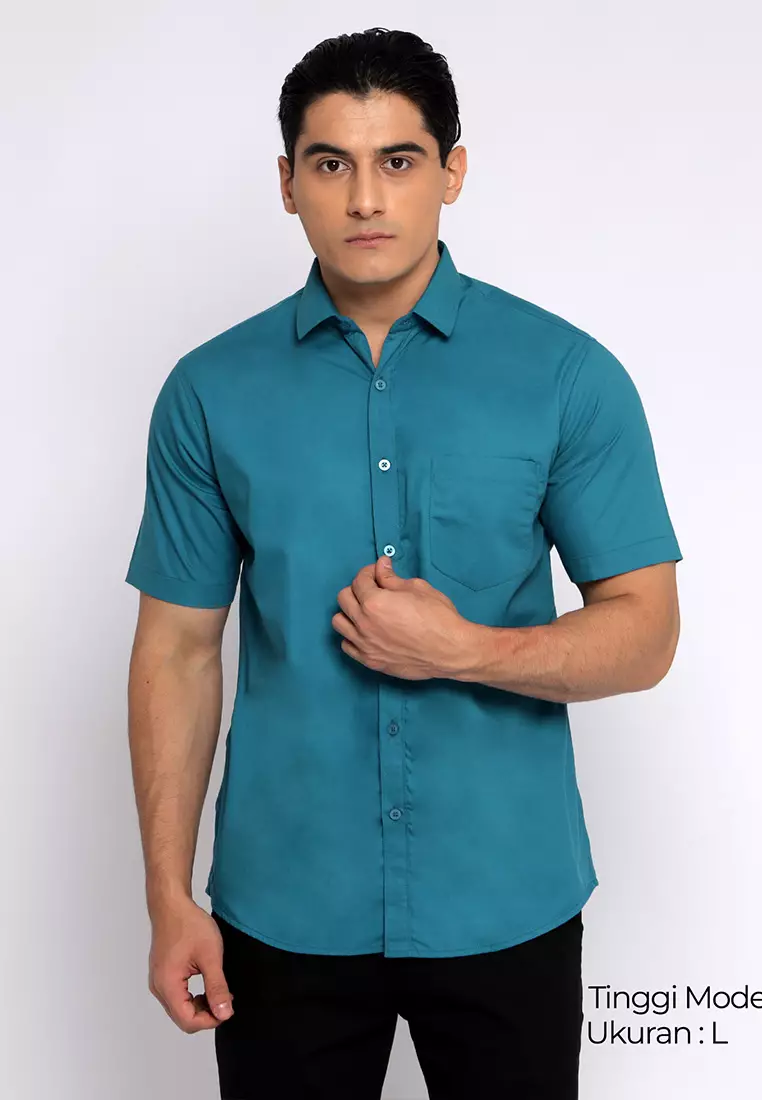 Simple Perfect Kemeja Pria Lengan Pendek Polos | Premium Solid Basic Gallant Shirt 2233 Tosca