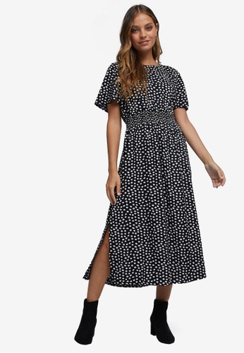 Jual Dorothy Perkins Petite Monochrome Spot Print Midi Dress Original Zalora Indonesia