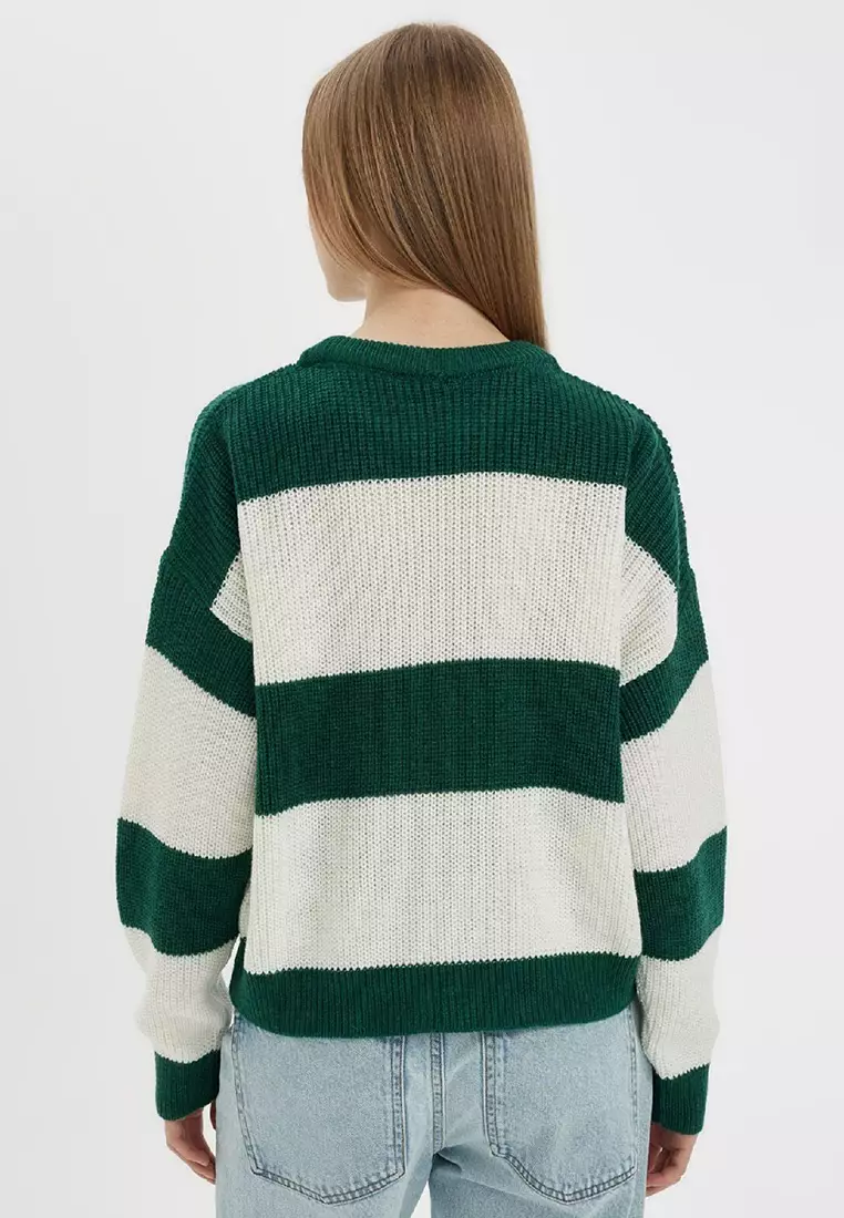 Crew Neck Stripe Knit Jumper