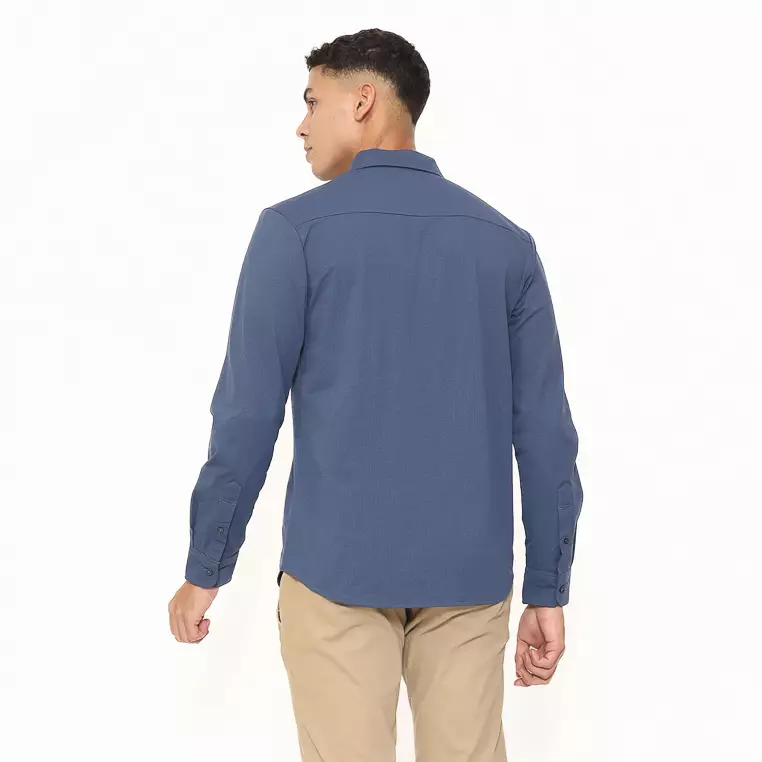 AMK Kemeja Knit Pria Lengan Panjang SHS Amari Ls Blue