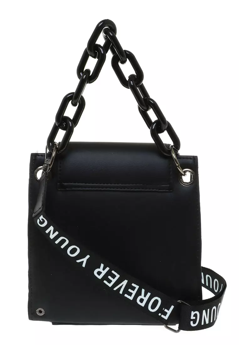 Xena Slingbag Wanita Tali Rantai Motif Polos High Quality Premium - Black