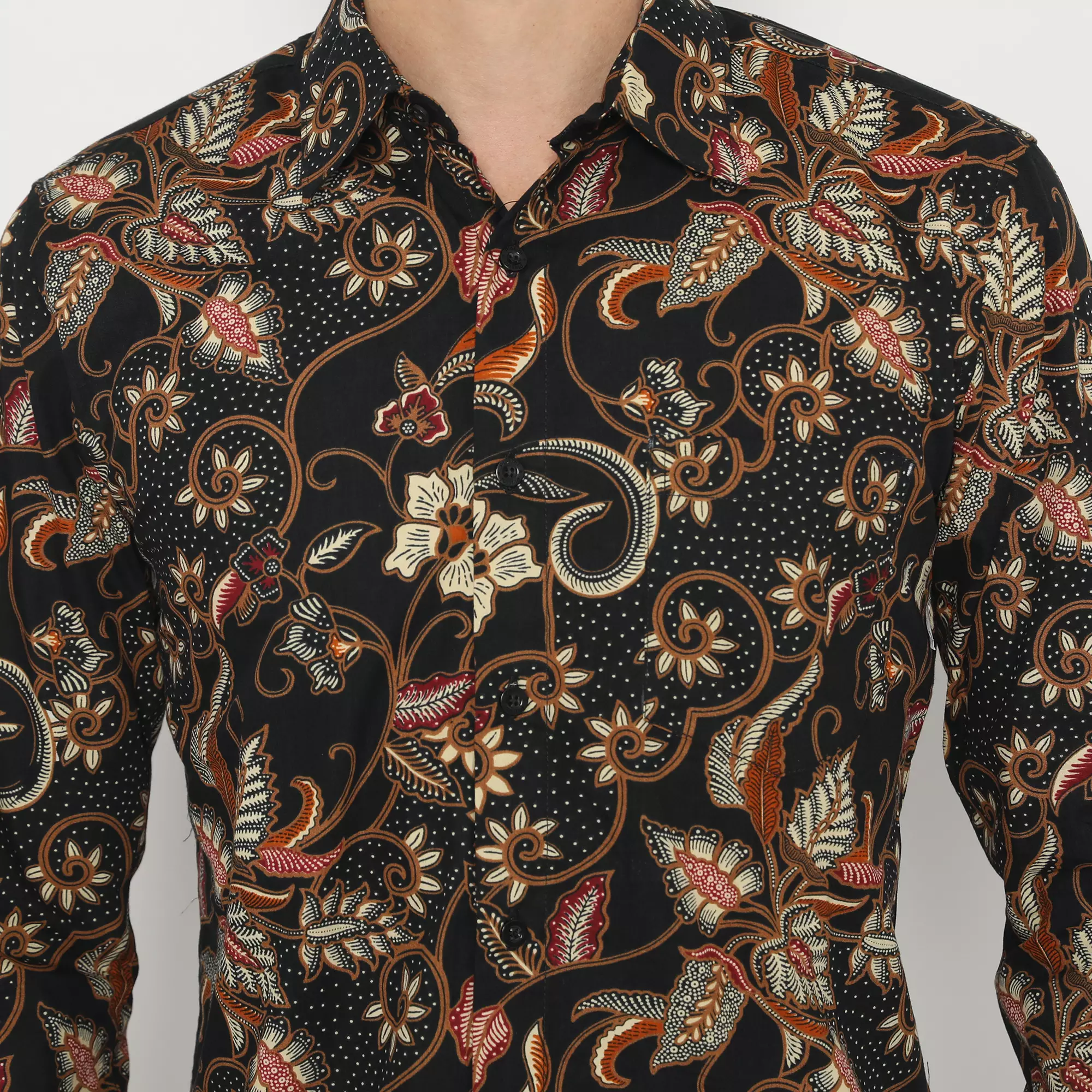 Platini Kemeja Batik Pria Lengan Panjang Katun Hitam 460529